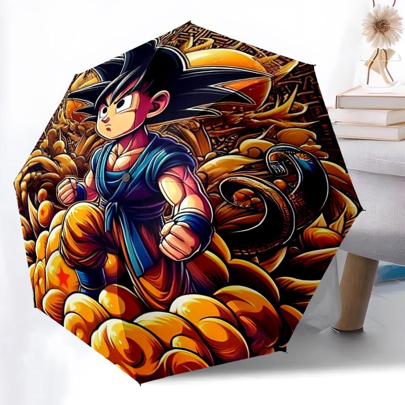 1pc Goku Balls Automatic Open/Close Folding Umbrella, Windproof 8-Ribs Construction, Lightweight Travel Umbrella 49