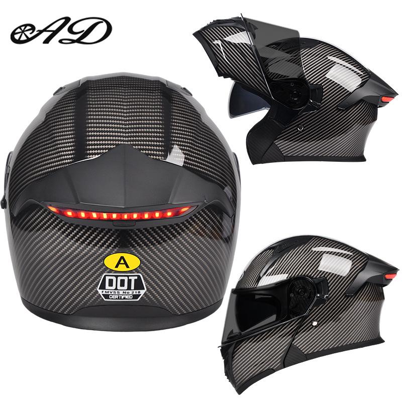 DOT Certified Unisex Flip-up Motorcycle Helmet: Stylish, All-Season Safety Taillight Design