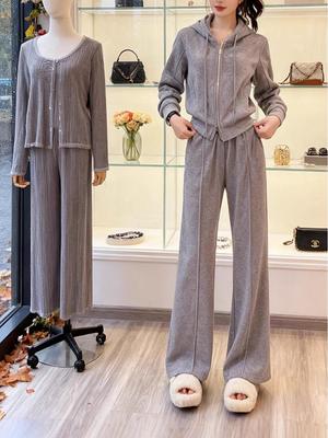 Korean Style Hoodie & Wide-Leg Pants Set - Casual Spring/Autumn Fashion for Women