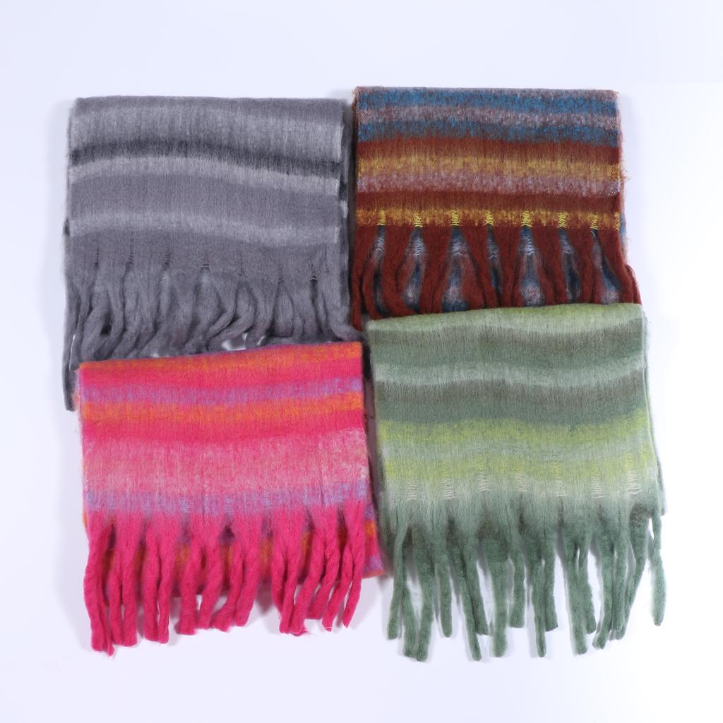 Winter Scarf For Women Cashmere Warm Striped Pashmina Blanket Wraps Thick Soft Bufanda Scarves Tassel Shawls Long Poncho Echarpe