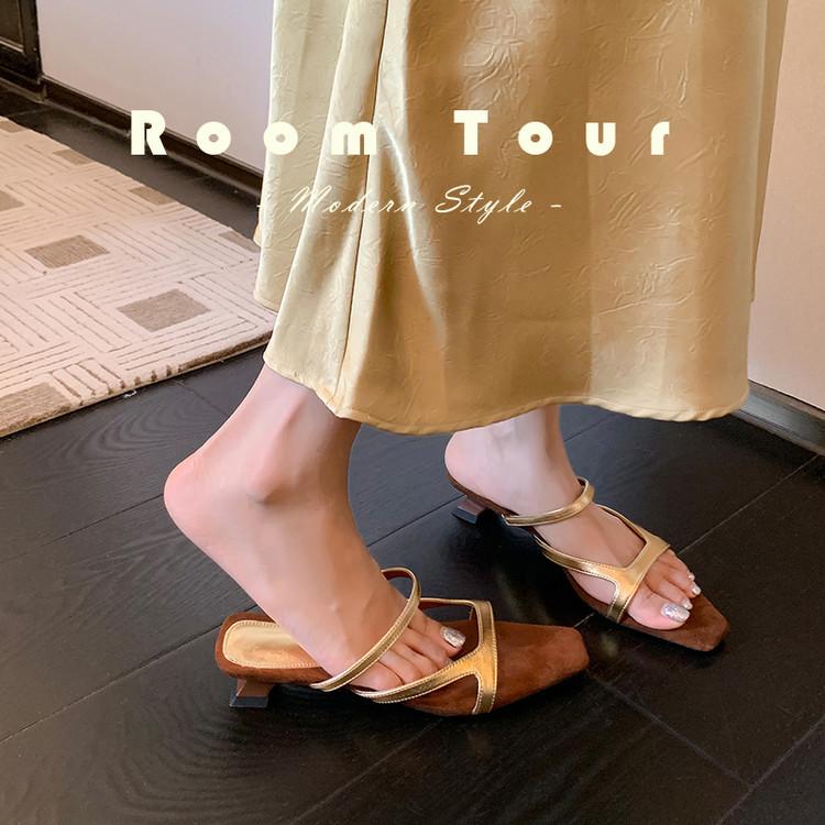 5.5Cm | Wedge heel sandals women's 2025 summer new one-button Roman shoes open-toed leather soft-soled high-heeled sandals