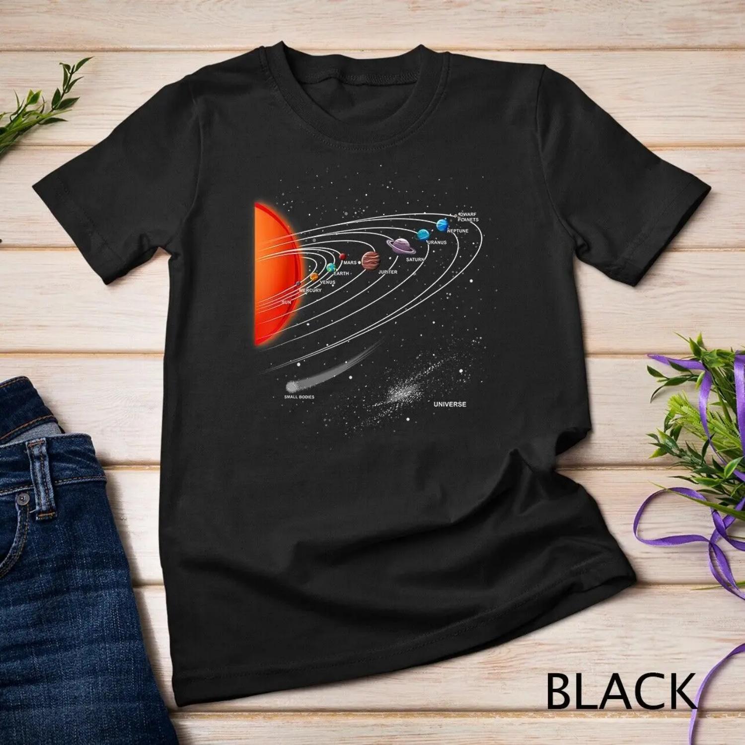 Solar System Planets Out of Space Astronomy T shirt S чёрный