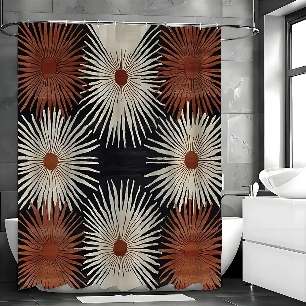 Abstract Art Floral Shower Curtain, Bathroom Decorative Shower Curtain, Waterproof Shower Curtain with Hooks 180x200cm