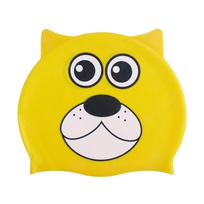 Kids Unisex Waterproof Silicone Cartoon Swimming Cap Bear Hat for Boys Girls - Yellow (6) PIECE DETACHEE PISCINE