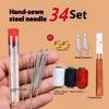 34Pcs Big Eye Sewing Needles Set, Hand Needles For Clothes Quilting Embroidery, Easy Thread Needle Kit