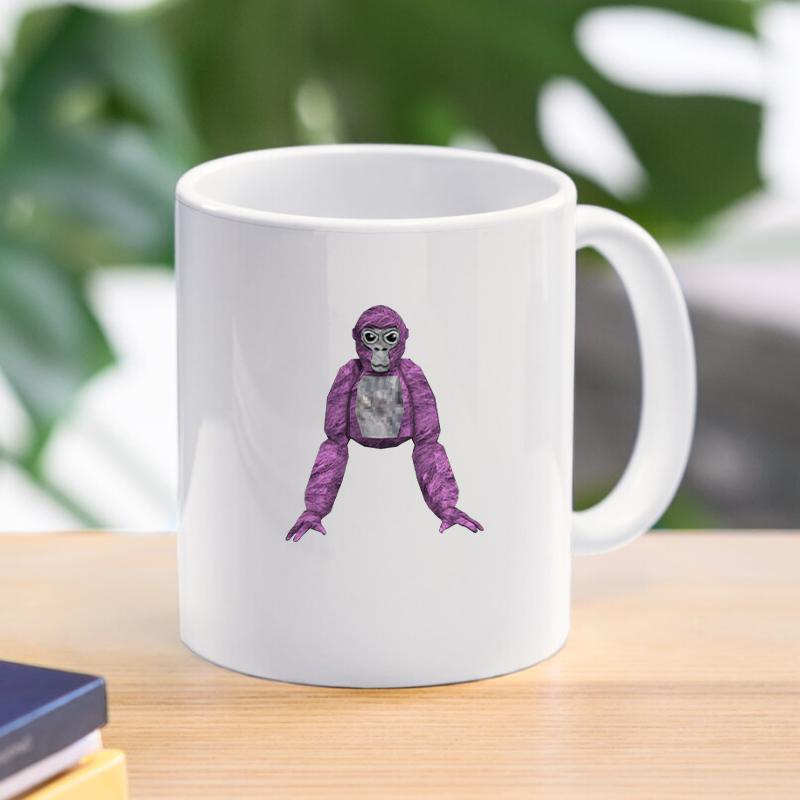 Gorilla Tag Monke Cartoon Mug Monkey Breakfast Milk Cup Drink Tableware Ceramic Coffee Cup Gift Dessert Kawaii Drinkware Kitchen 11oz