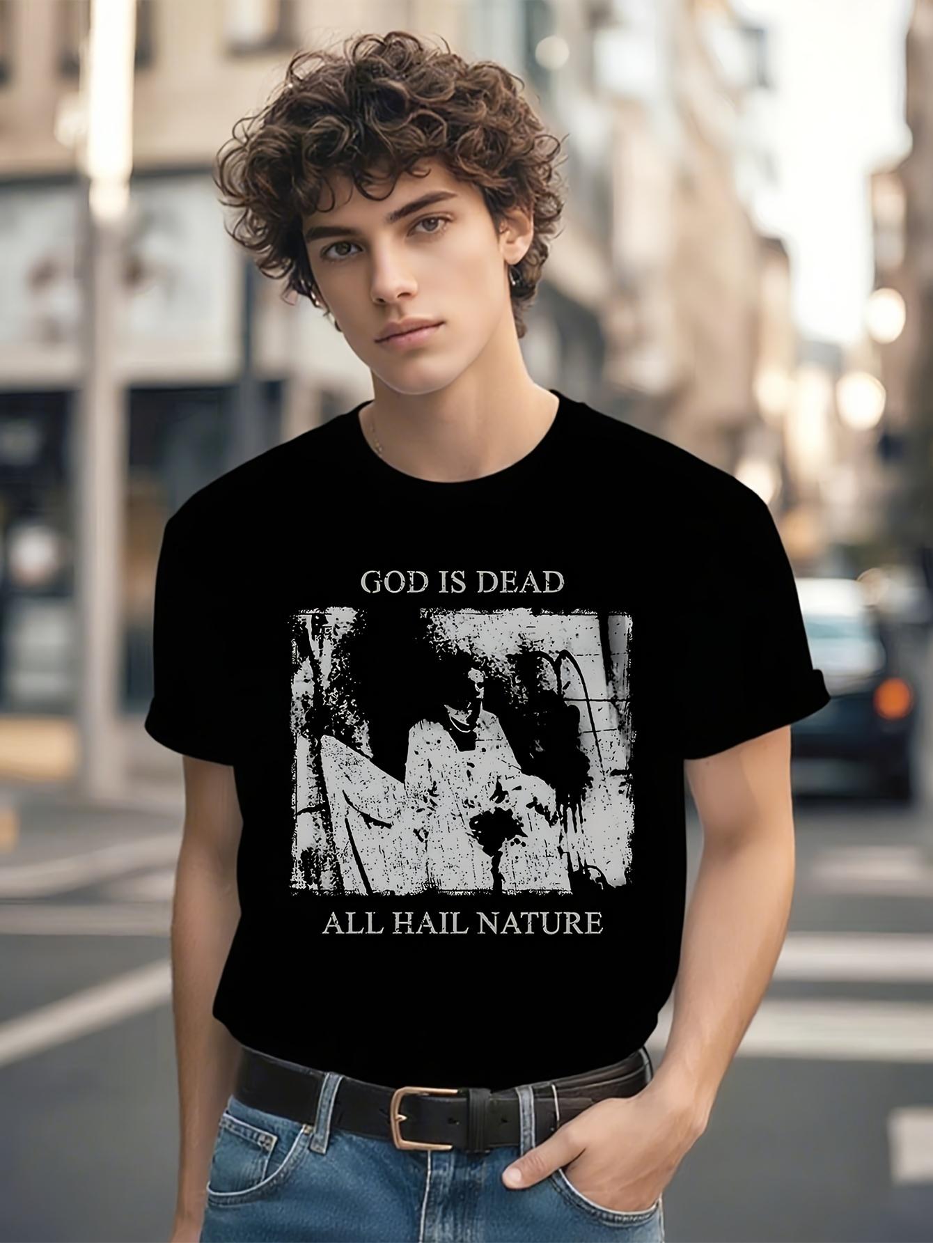 Begotten T-shirt - Black with White God Is Dead & All Hail Nature Philosophical Graphic - Heavy Metal Tee for Horror Movie Fans XXXL