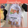 Stylish Capybara Nylon Backpack For Women Lightweight Travel Bag With Zipper Closure Urban Street Design