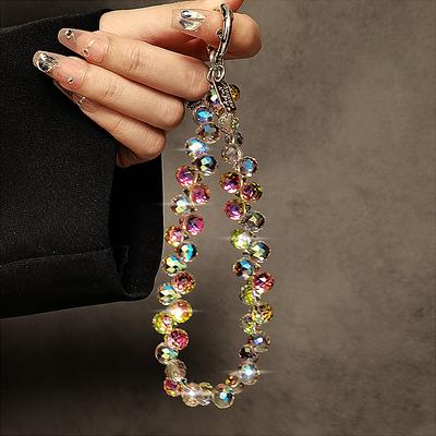 Glitzerndes Handy-Lanyard, hochwertiges Luxus-Telefon, kurzes Hängeseil, kreative, exquisite, handperlenbesetzte Handgelenkkette