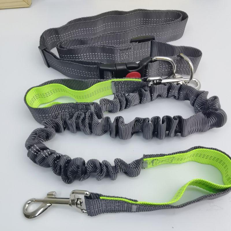 

High Elastic Outing Running Dog Leash Suit Retractable Explosion-Proof Dog Hand Holding Rope Safety Pet Supplies Gray plus Green