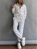 European & American Casual Women's Long-Sleeved Half-Zip Top with Tie-Up Pants Set