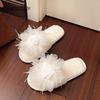 Fashion Fairy Style Plush Shoes Women's 2025 Autumn Winter Fashion Flower Warm Slippers Comfortable Short Plush Bridal Slides Pantuflas