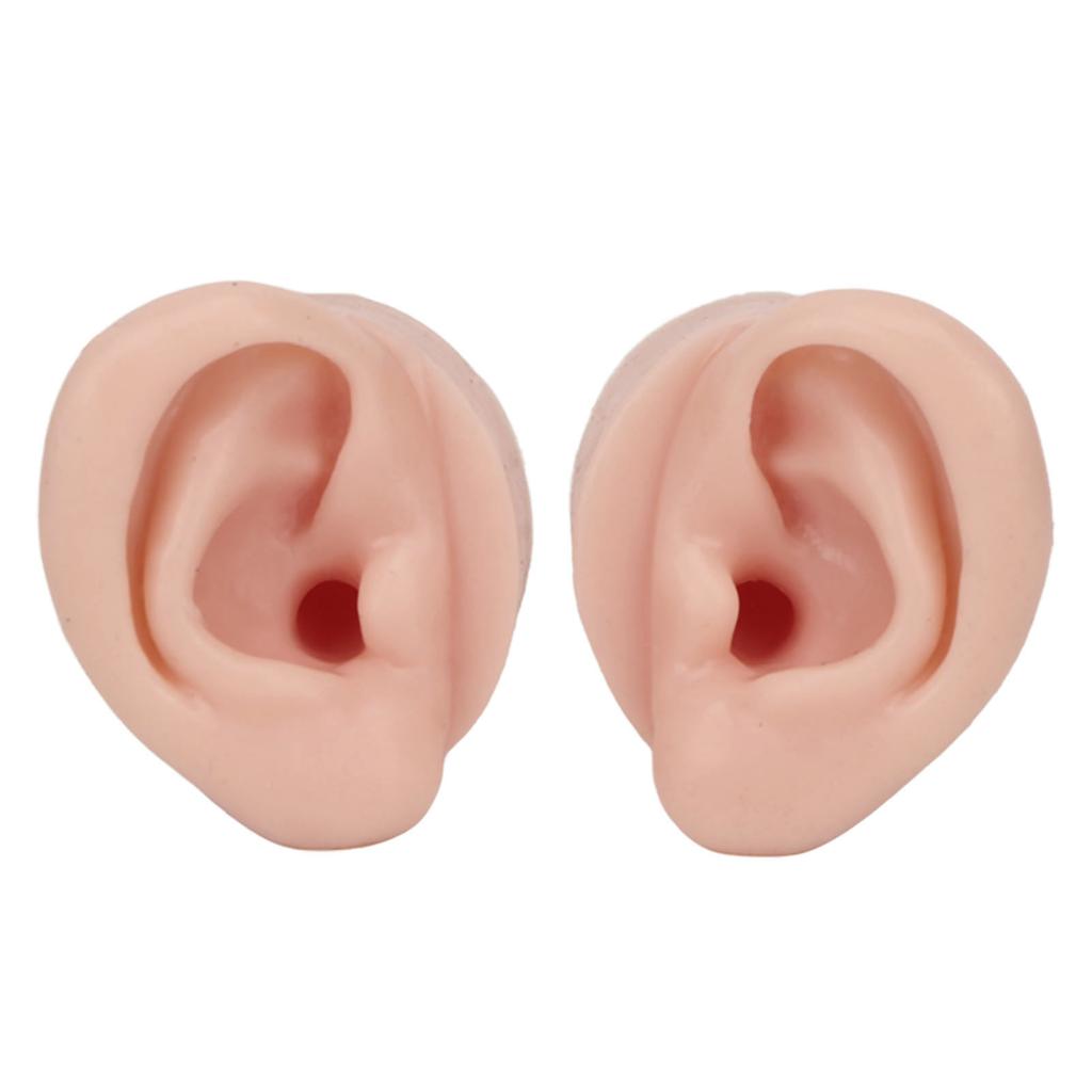 1 Pair Piercing Practice Ear Model Novice Soft Silicone Flexible Ear Model Props for Jewelry Display Medium Skin Color