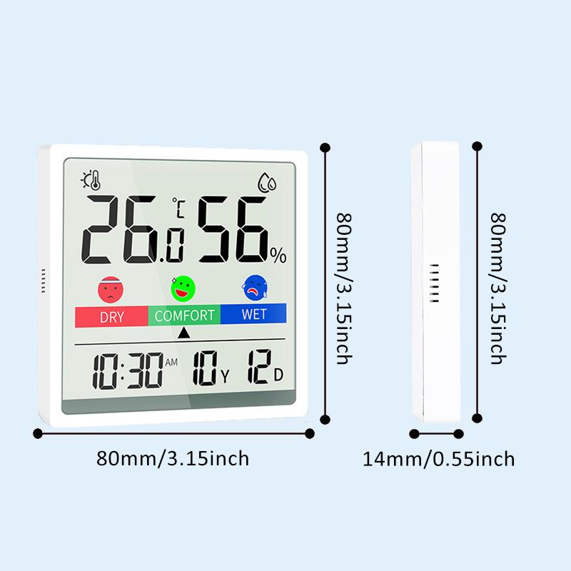 Digital hygrometer Digital hygrometer, Inomhustemperatur, Fuktighetsmätare, Sensor, Hygrometer, Väderstation, Stor LCD-skärm