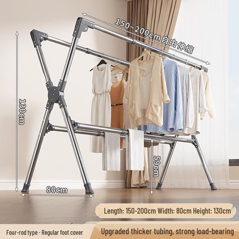 Sturdy Stainless Steel Clothes Drying Rack with Single Rod for Indoors and Outdoors