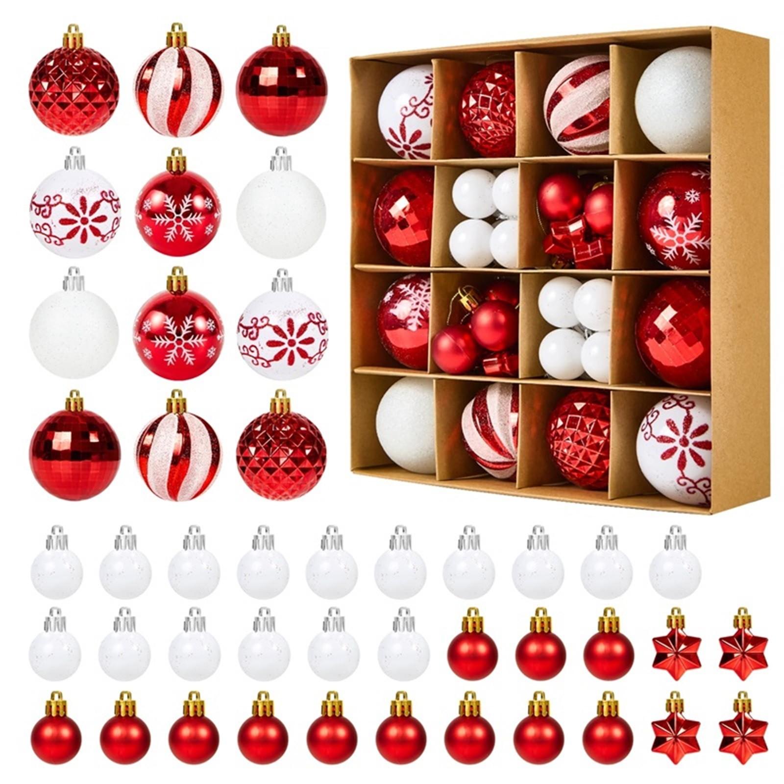 

44Pcs Christmas Baubles Red And White Christmas Tree Decorations Set Shatterproof Ornaments Xmas Tree Baubles For Hanging Decor красный