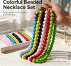 2Pcs Bohemian Colorful Bead Jewelry Set Adjustable Choker Necklace Earrings for Women Music Festival Accessory
