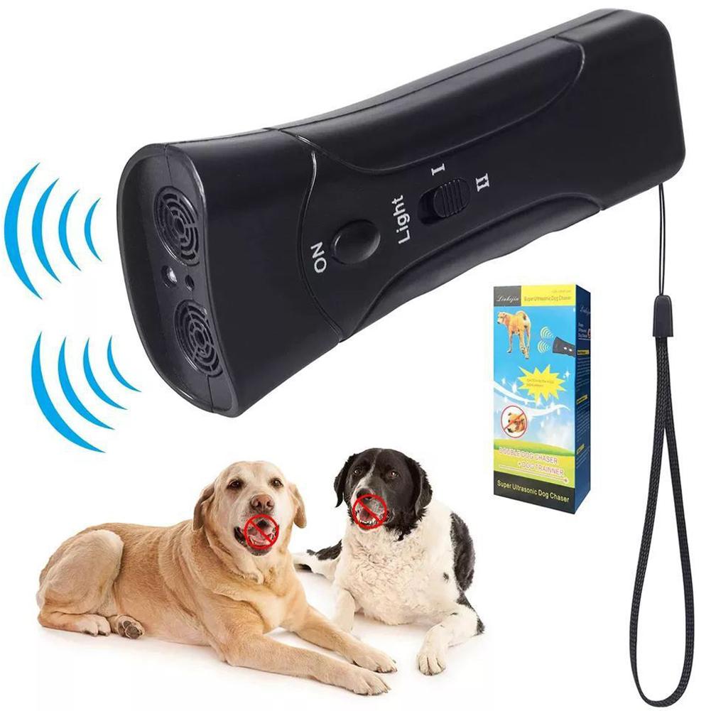 Ultrasonic Dog Repellent Animal Deterrent Device Frighten Animal Anti Bark Dog Training Device Battery-Powered with LED Light
