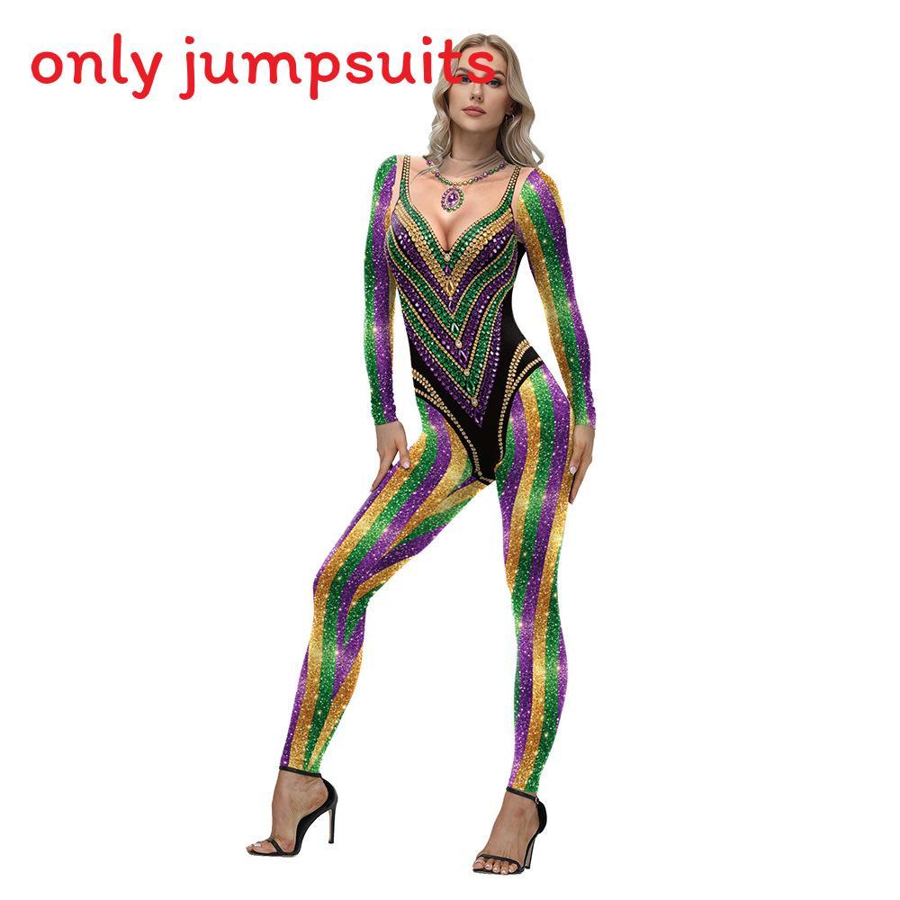 Mardi Gras Costume Jumpsuit With Polyester Fabric For Cosplay Performances