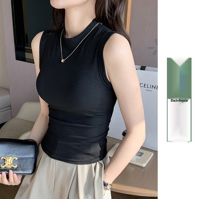 H520 Women's Sleeveless Ribbed Round Neck Camisole - Covers Underarm Fat, Perfect As Top or Undergarment