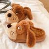 Fashion Indoor Fluffy Slippers For Women Winter Platform Shoes Cute Cartoon Dog Warm Plush Anti-slip Girls Home Floor Cotton Slides