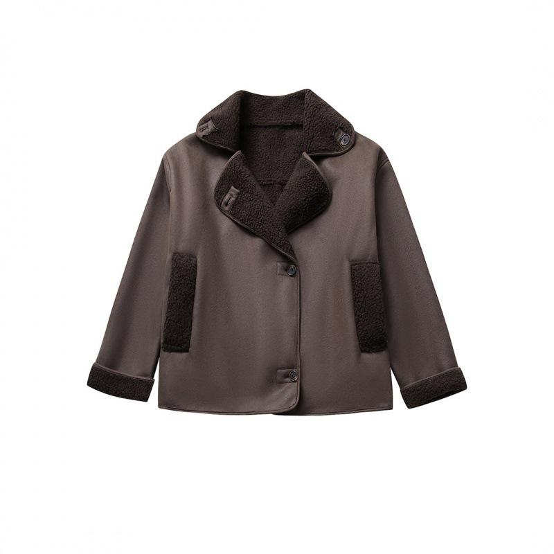 2023 Winter Women's European & American Style Lambswool Lapel Short Jacket