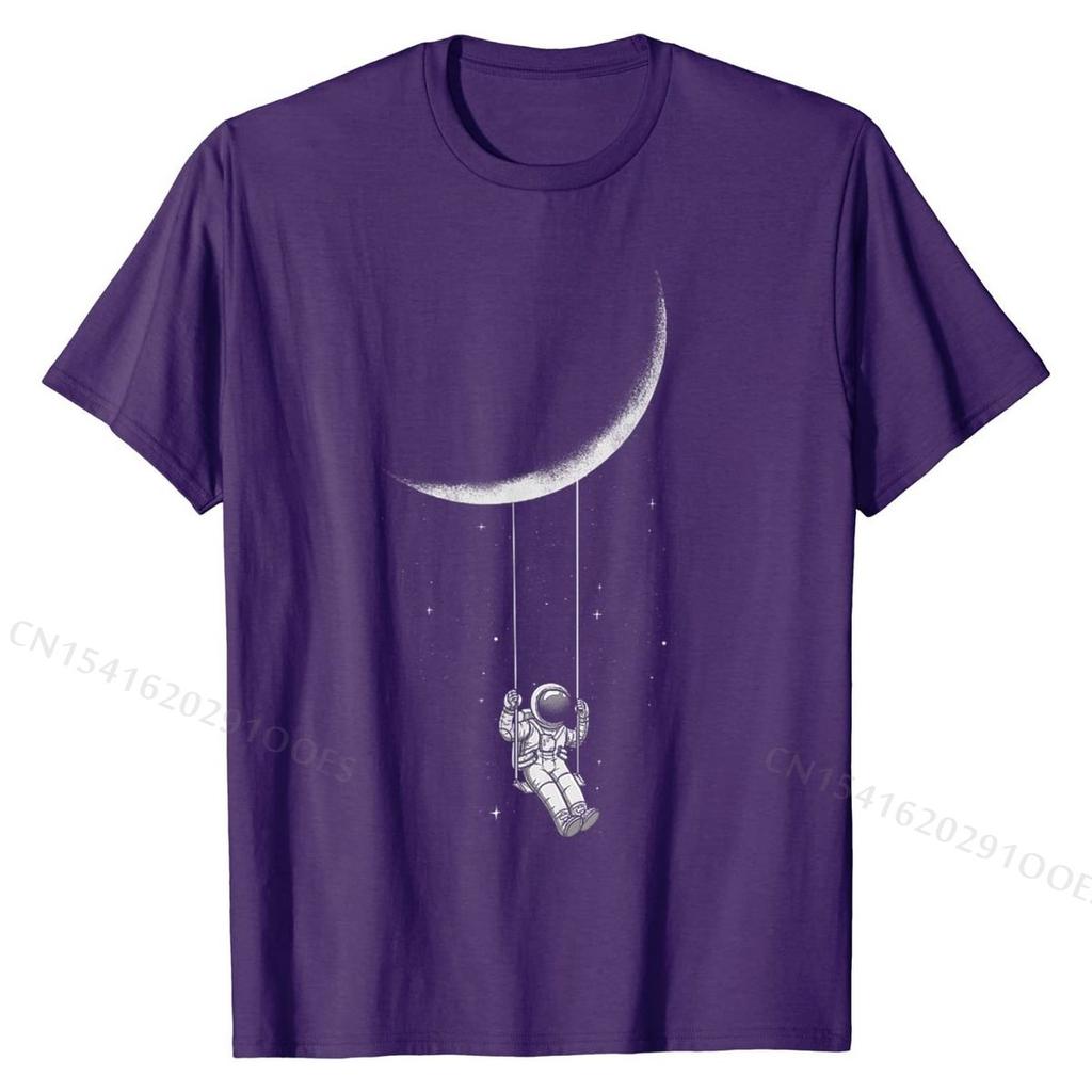Moon Swing Astronaut Stars Space Man Funny T-Shirt Tops T Shirt Brand New Custom Cotton Men Tshirts Custom
