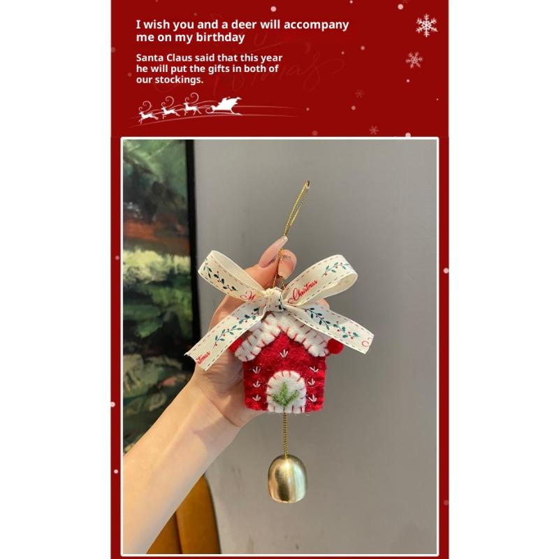 Christmas Atmosphere Pendant Gift Star Plush Bow Christmas Tree Red Pendant Wind Chime Creative Gift