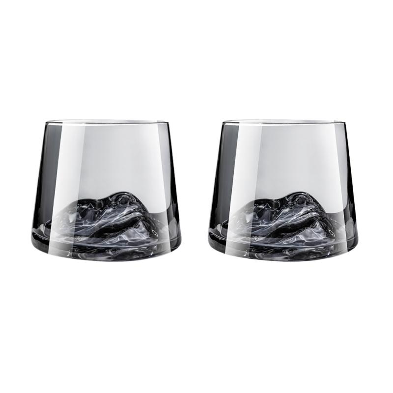 2pcs Set Elegant Modern 3D Mountain-Themed Glass Cups for Whiskey, Coffee  Water - Glass Tumblers for Parties, Gatherings 250ML