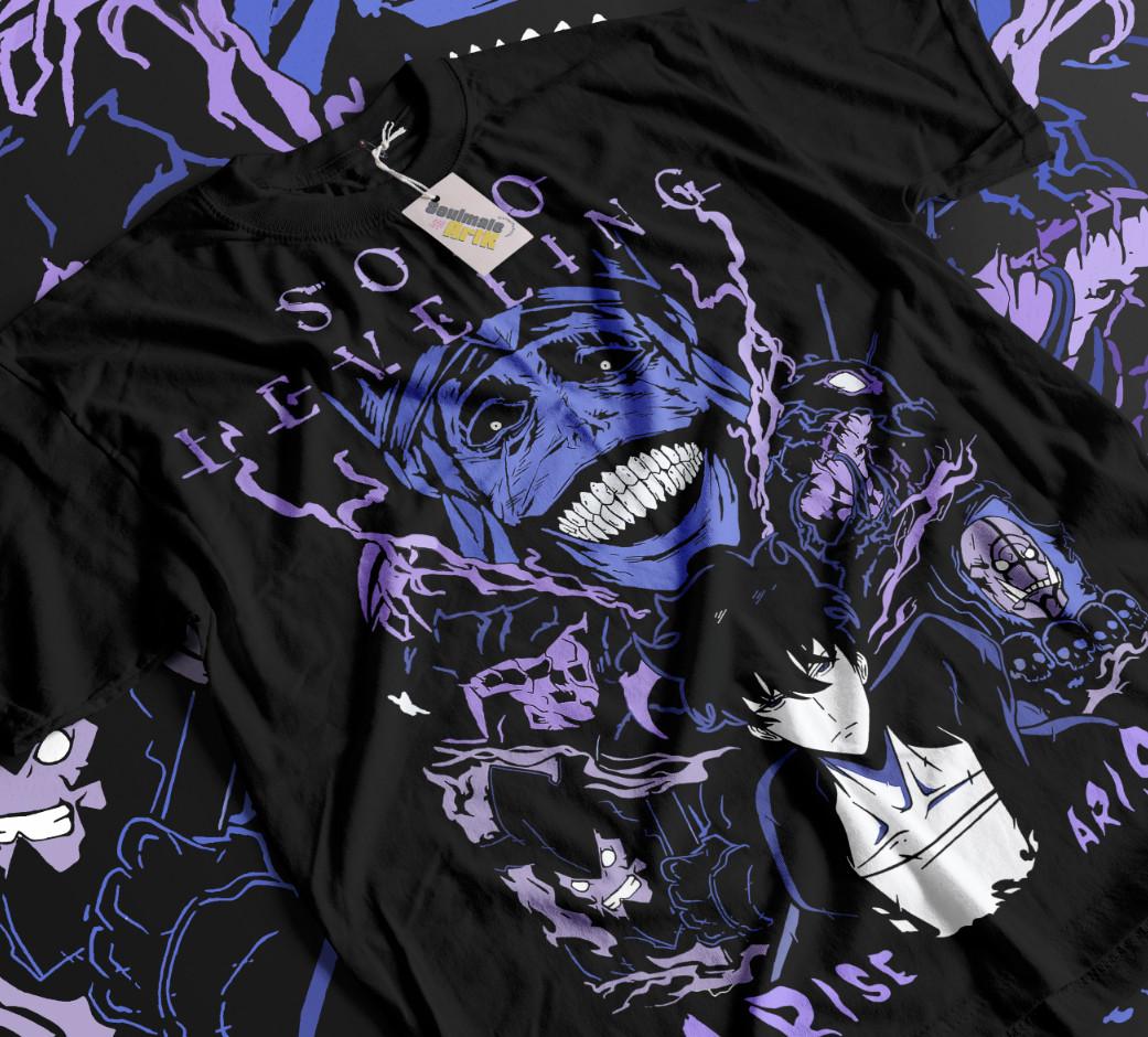 Solo Leveling T-shirt Anime Manga Sung Jin Woo Unisex Shirt Soft Tee All Sizes S