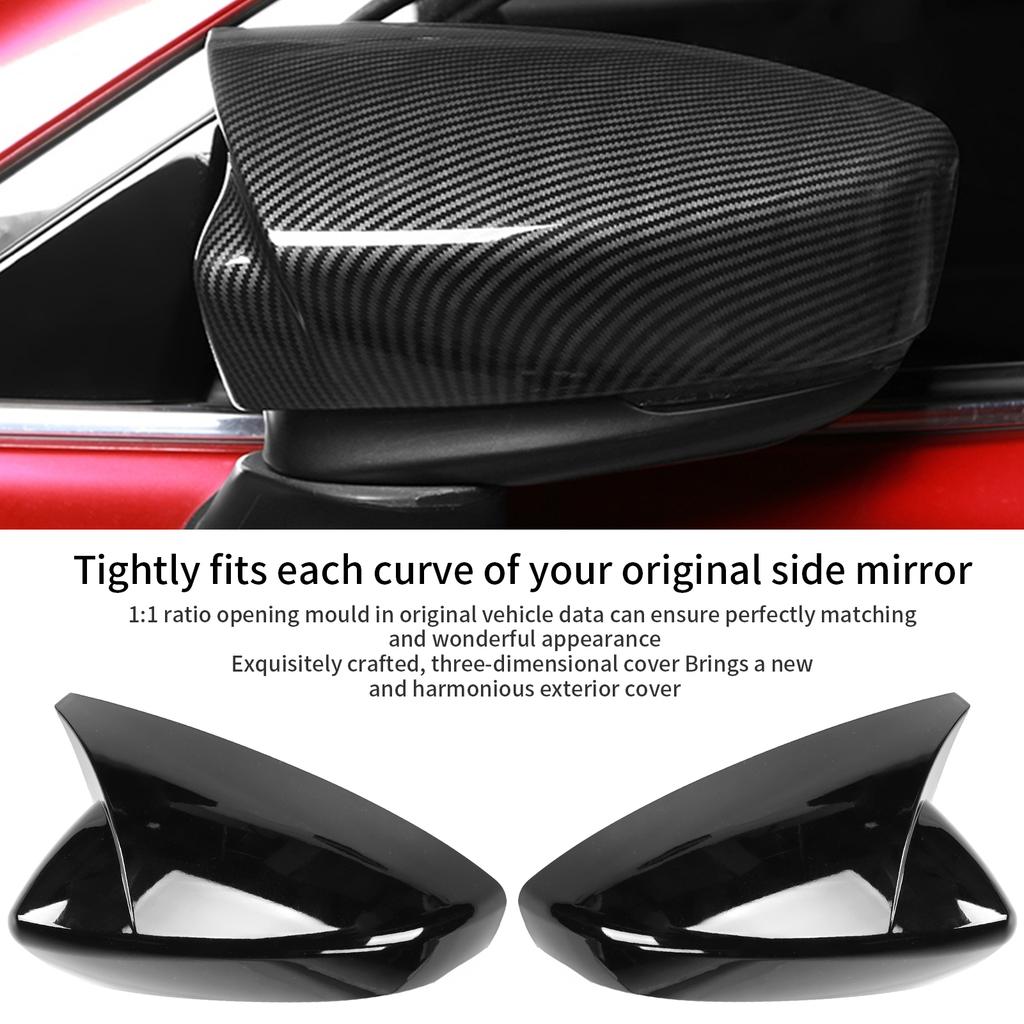 Pair Horn Style Side Mirror Cap Housing Protector Cover Fit for Mazda 3 Axela 2020Black
