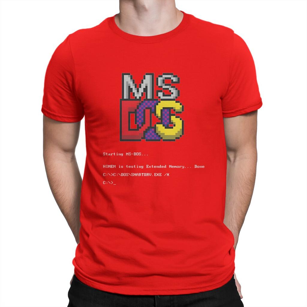 Elegant T-Shirt for Men MS-DOS Funny Cotton Tee Shirt Round Collar Short Sleeve T Shirt Printed Clothes