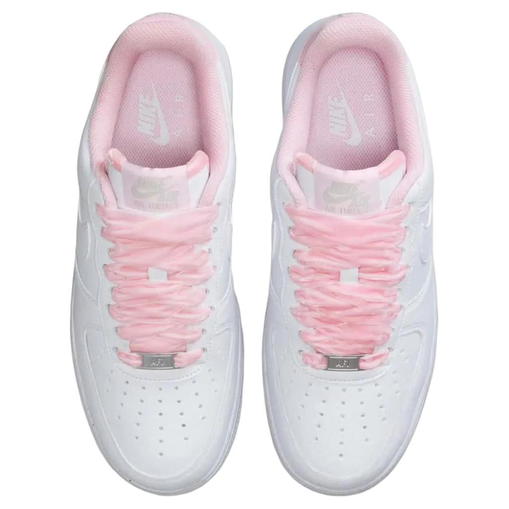 Nike Air Force 1 Low Pink Velvet Laces Women Sneakers White Pink-Foam HV4403-601