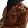 Women's American Style, Lambskin Brown Suede, Studded Jacket, With Zipper & Jacket,| Shoulder Strap, Gifts for her ,Cowgirl Jacket
