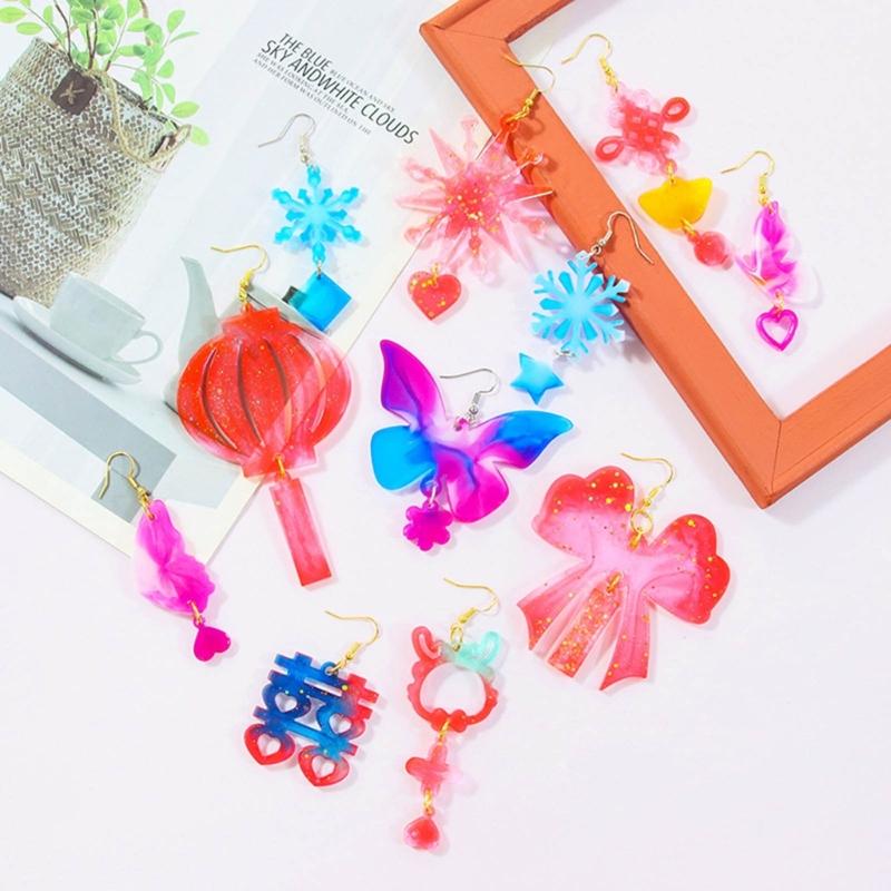 Bowknot Earrings Silicone Mold Epoxy Resin Molds Chinese Style Pendant Keychain Casting Molds with Hole for DIY Crafts