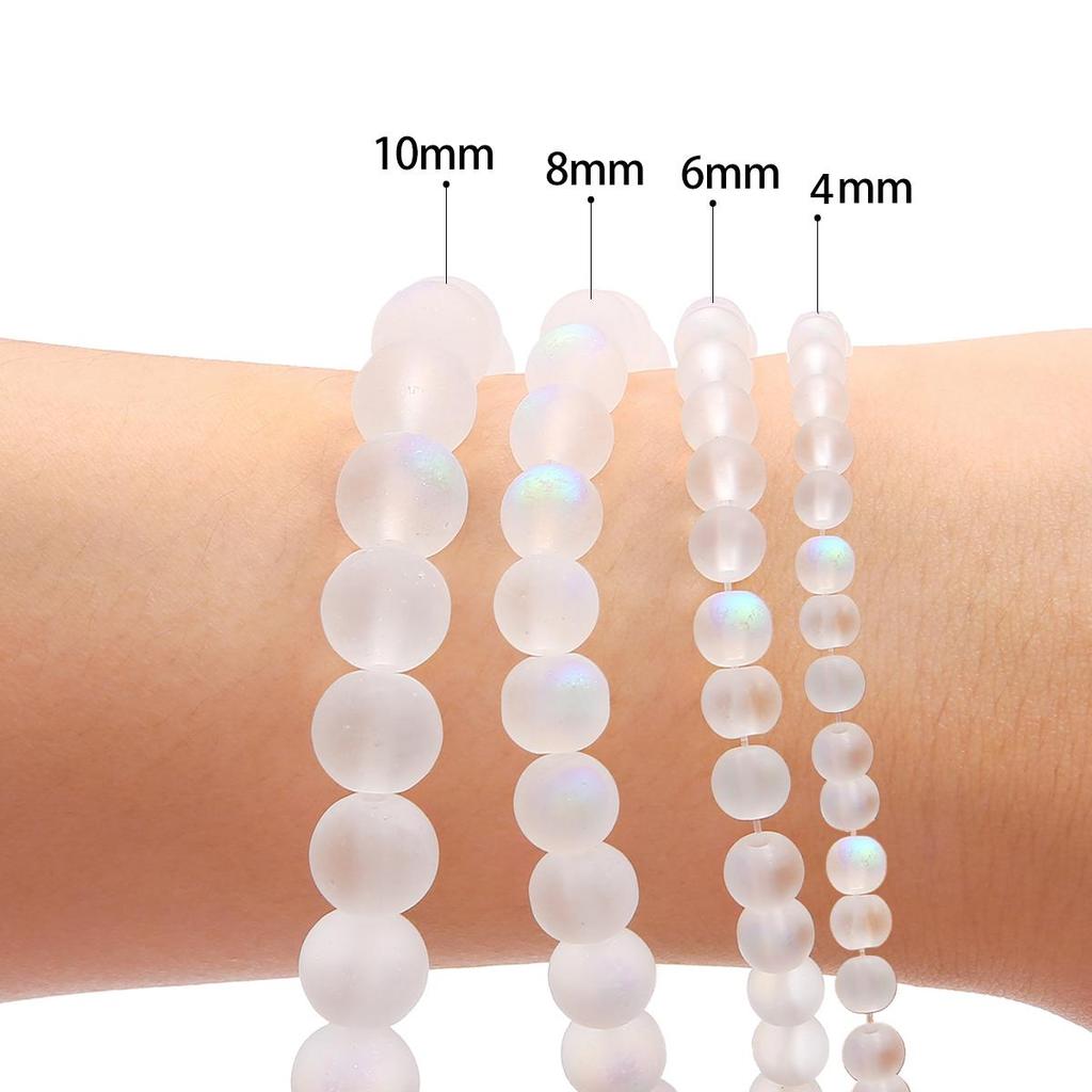 4/6/8/10 mm glänsande genomskinliga glaspärlor Frosting glas lösa pärlor för smycken dekoration göra DIY hårstick armband halsband örhänge