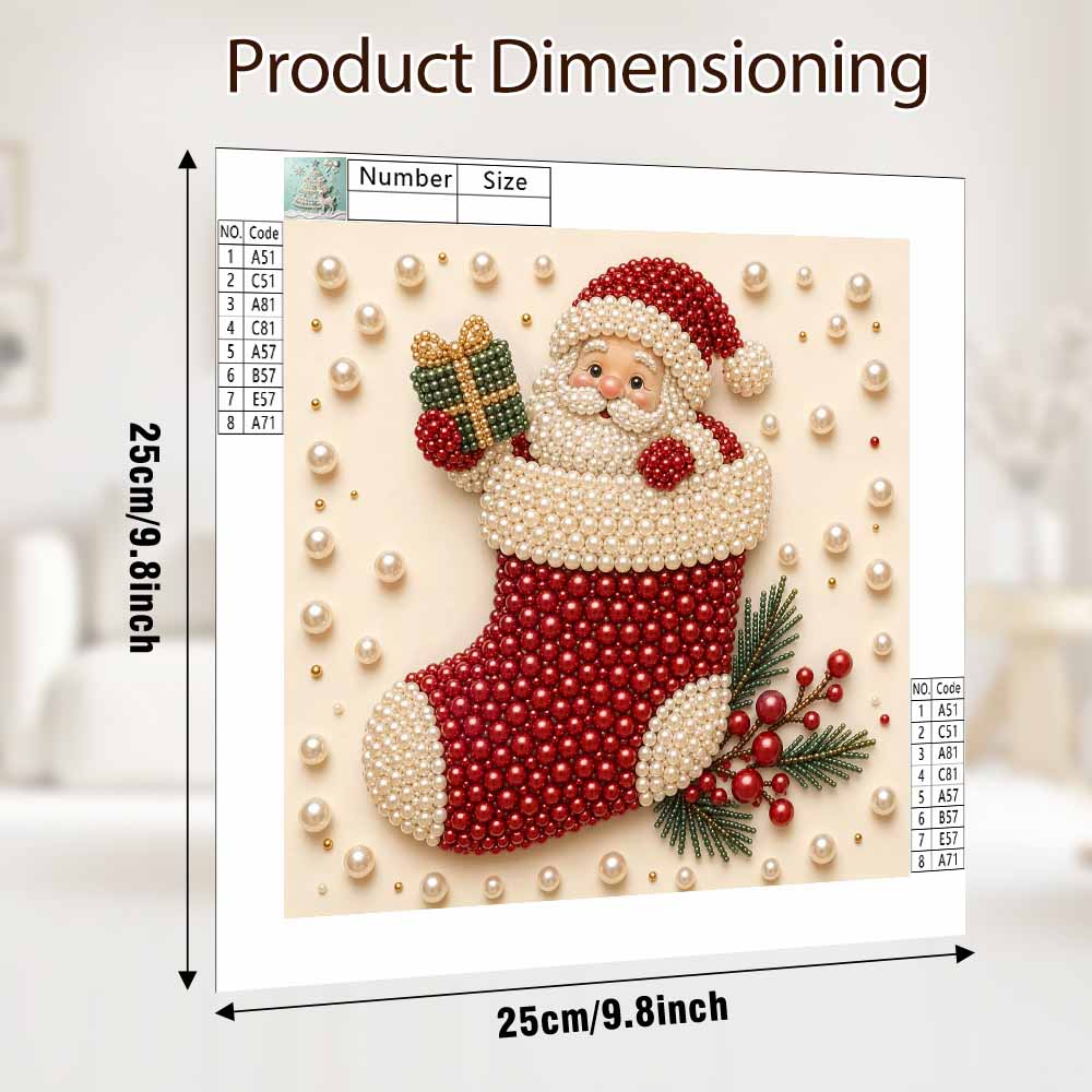 Pearl painting Christmas Santa Claus stocking art kit handmade DIY holiday home decor wall art painting