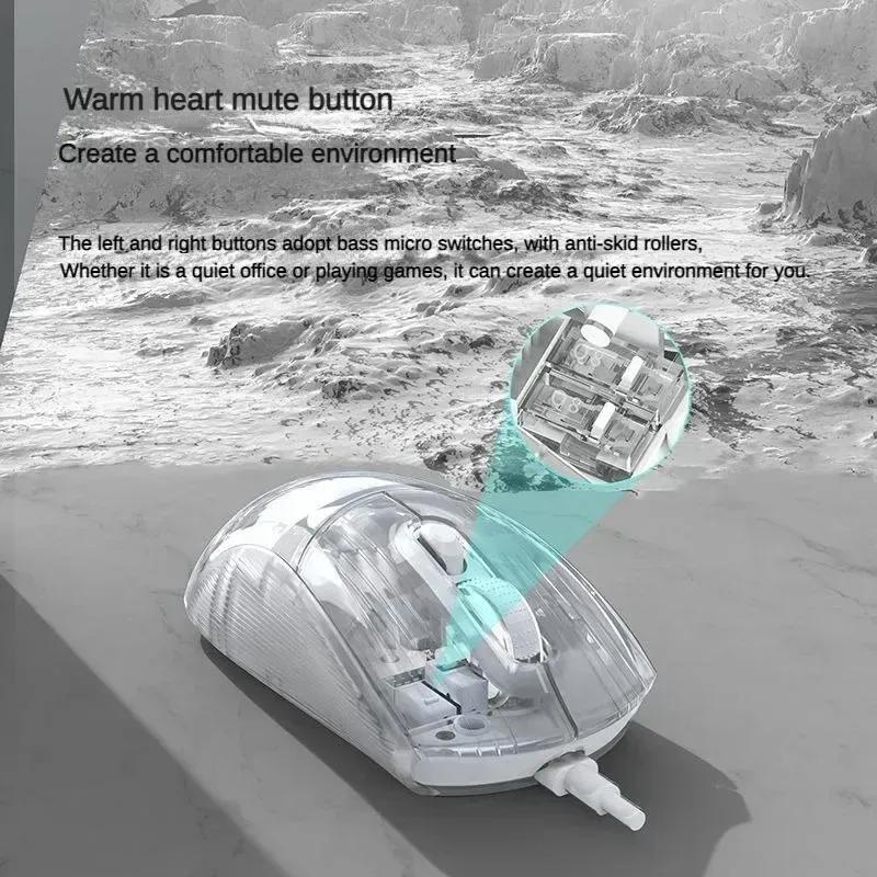 Q8 2.4 Wireless Bluetooth Transparent Mouse Tri-mode 7200PDI RGB Macro Defines Gaming Mouse Notebook Office Accessories