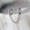 Two Holes Connecting Earrings Piercing Chain Hoop Earrings Huggie Wrap with Chain Dainty Earrings Jewelry for Women Girl