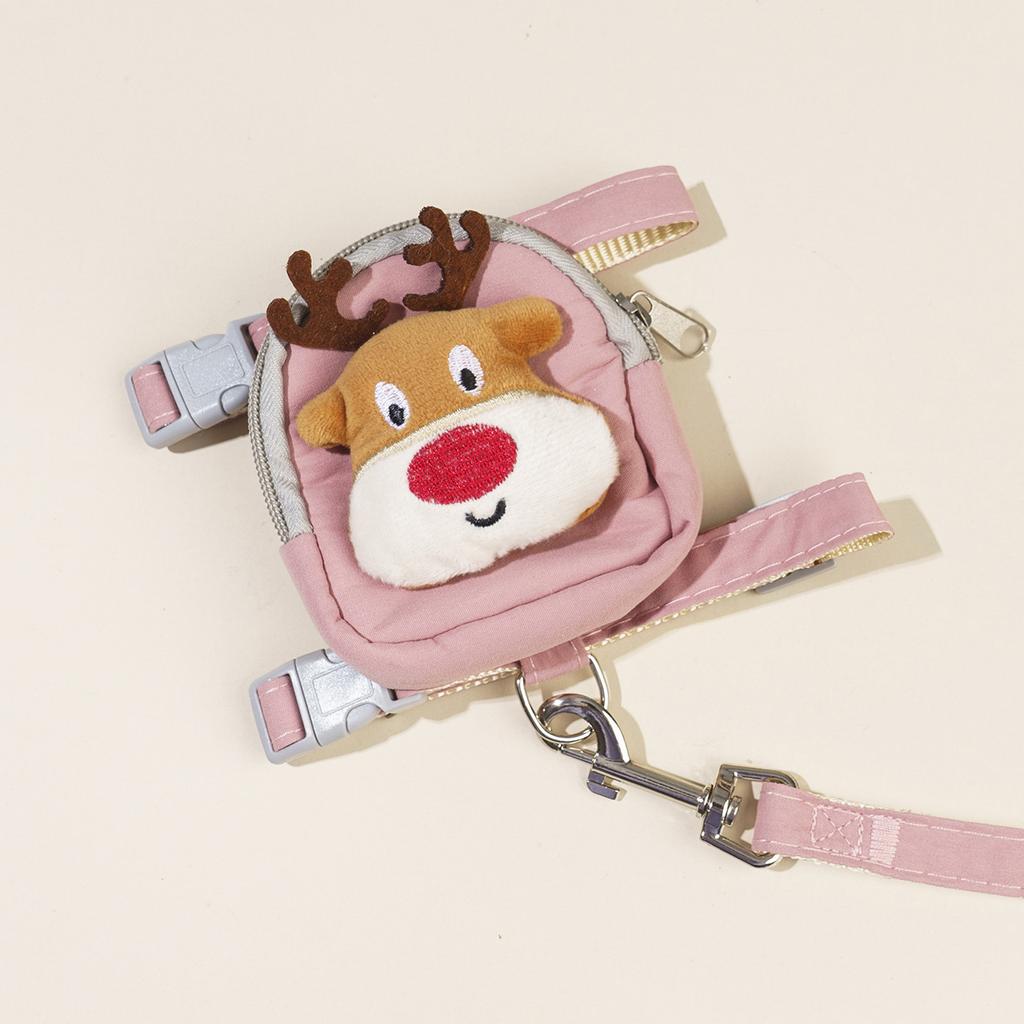 Pet Backpack Harness with Leash, Cute Snack Bag Chest Strap for Small Medium Dogs Cats, Adjustable Walking Dog Rope