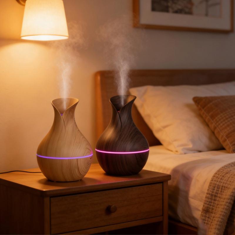 LED Wood Grain Aroma Diffuser 200ML Ultrasonic Humidifier Essential Oil for Home Office Bedroom Decorator