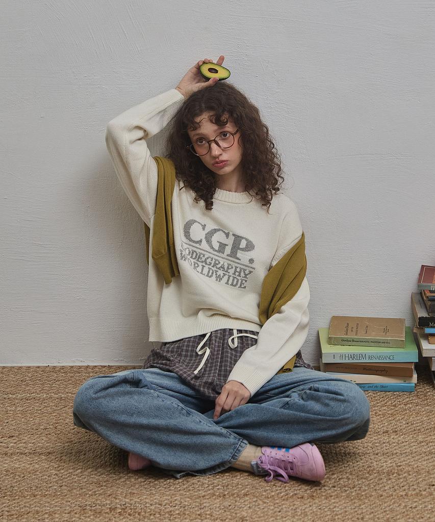 CGP (Women) Square Logo Knit_Cream