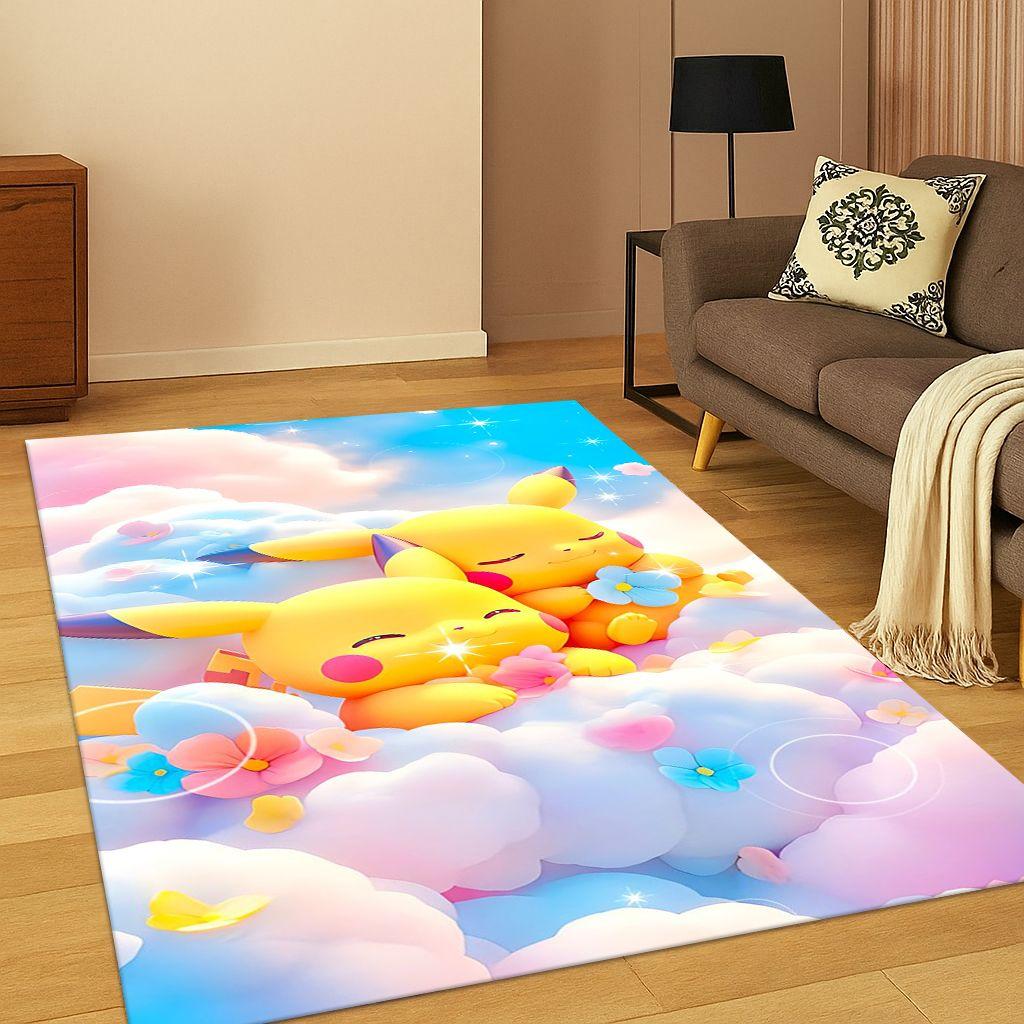 

Pokemon Pikachu Elf Monster Cartoon Cute Child Carpet Rug for Playroom Living Room Bedroom Doormat Decor Non-slip Play Mat Gift 40x60cm