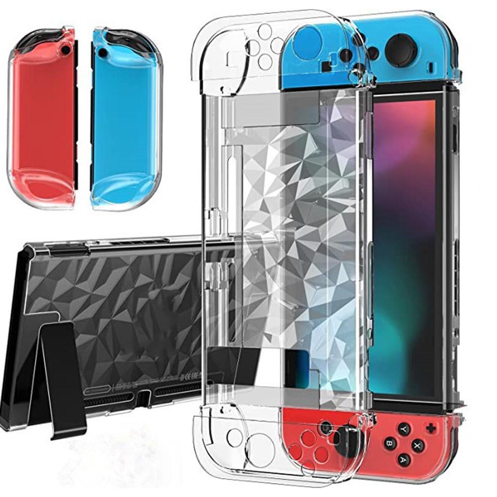 

For Nintendo Switch OLED Crystal PC Case Diamond Pattern Split Design Protective Cover A
