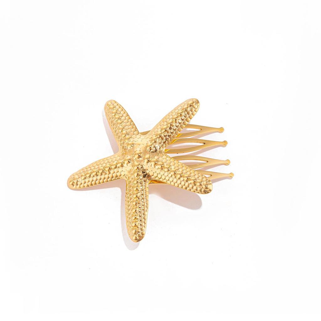 Zinc Alloy Flower and Pearl Hair Clip with Starfish and Shell Design for Women