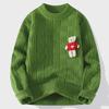 "Suéter Urso Zodíaco Vermelho Masculino 2024": Outono/Inverno Gola Redonda com Torções Grossas"