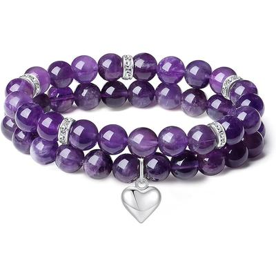 New 2PC Women's Love Bracelet Set 8mm Men's and Women's Friendship Gift Jewelry Bracelet