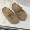 Thick bottom heightening retro women's early spring new fashion versatile bow bag head half slippers outer wear