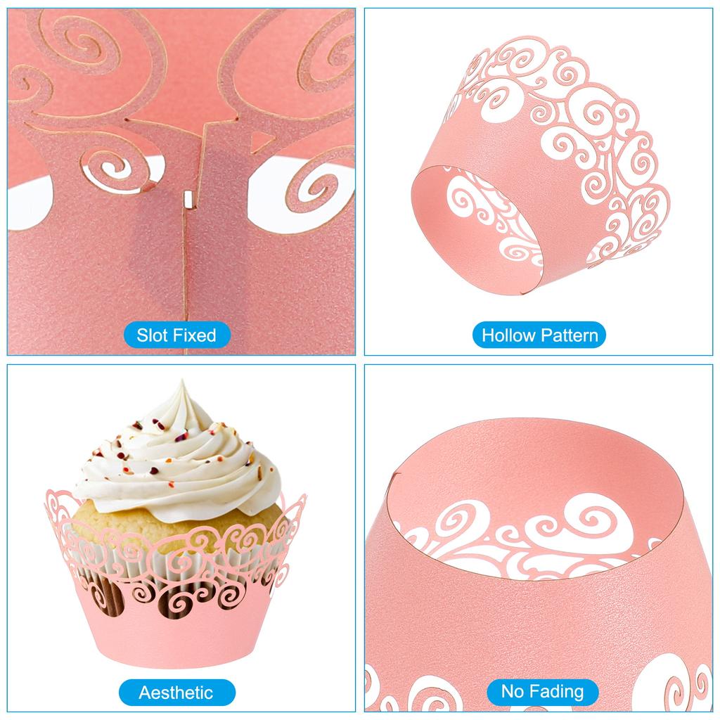50 Pack Cupcake Wrappers Paper, Baking Cups Standard Cloud Decoration for Anniversary Birthday Weddings and Parties, Pink