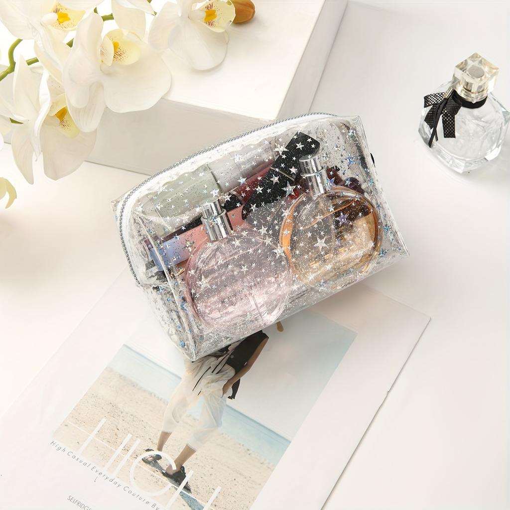 PVC Trendy Star Series Storage Cosmetic Transparent  Fashion Square Travel Makeup Bag